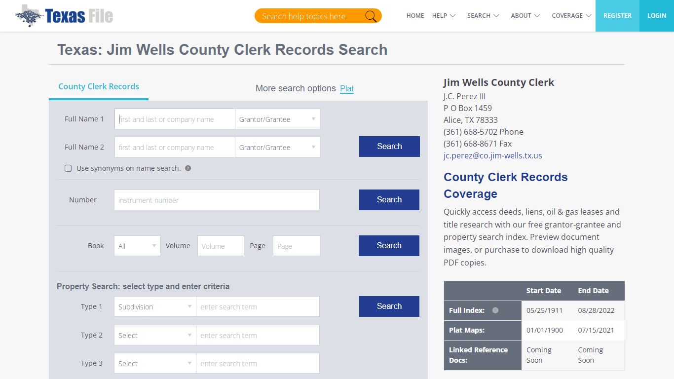 Jim Wells County Clerk Records Search | TexasFile